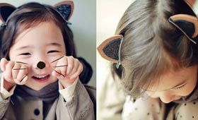 【买家秀】猫耳朵儿童发卡 毛球发圈 超美蝴蝶结毛球樱桃边发夹